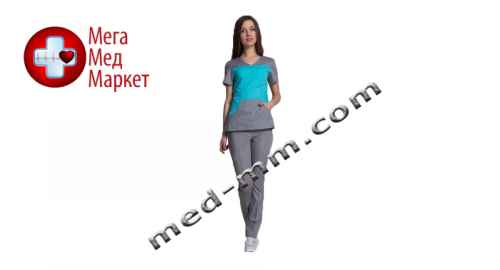 Купить Медицинский костюм Сидней мятный/светло серый №1002 цена, характеристики, отзывы